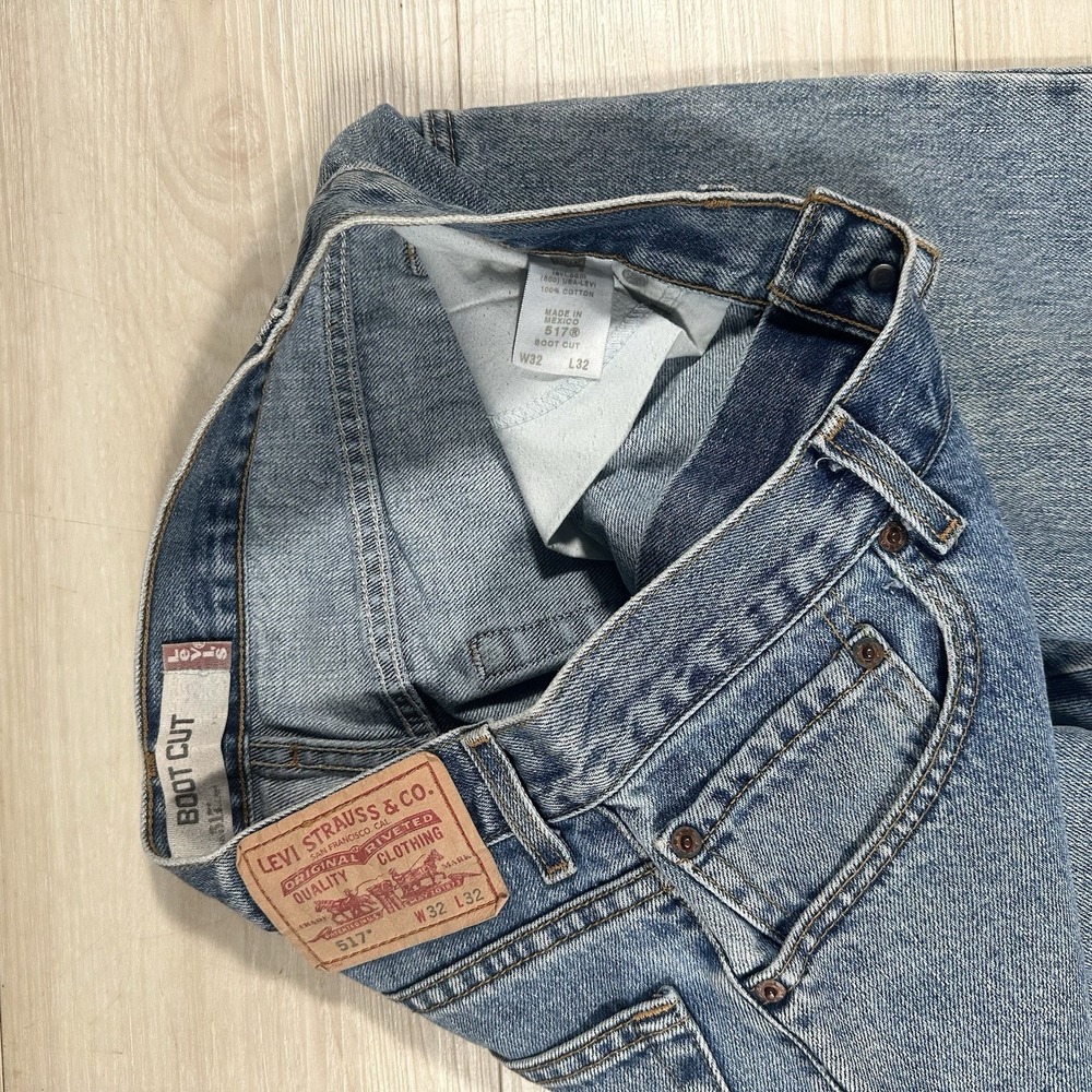 VTG Levis 517 Jeans Mens 32x32 Blue Boot Cut Light Wash Denim Western Rockabilly - Picture 4 of 8